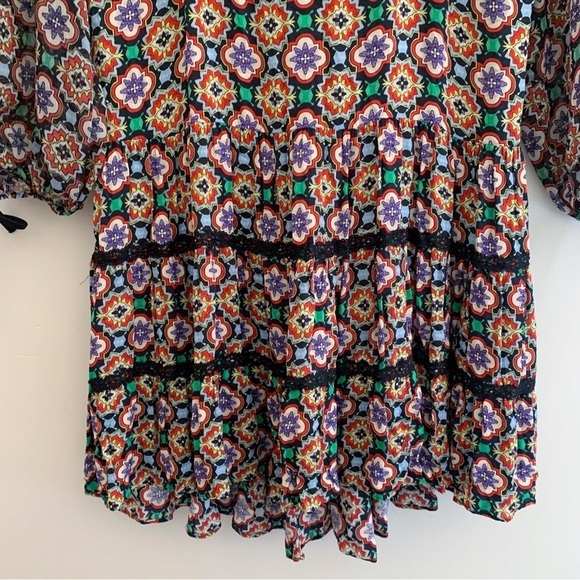 Alice + Olivia Arnette Mini Dress Small Tie Sleeves Multicolor - Picture 5 of 11